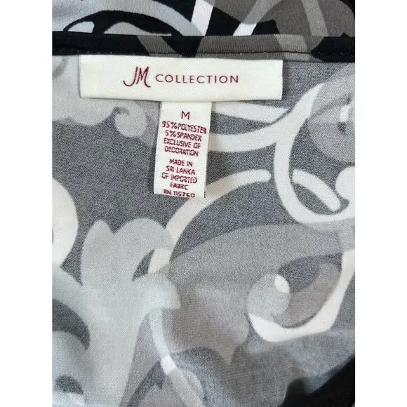 JM Collection Vtg Y2K Cinched Layered Look Black Gray Blue Top Blouse M - Picture 5 of 5